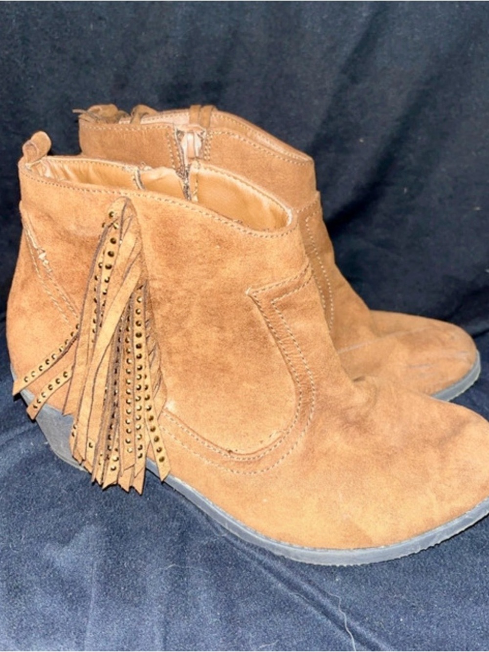 wonder nation Brown Suede Fringe Ankle Boots
